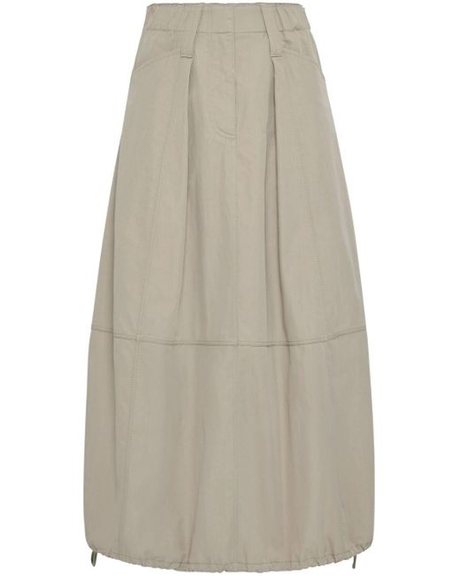 Brunello Cucinelli White Drawstring Midi Skirt