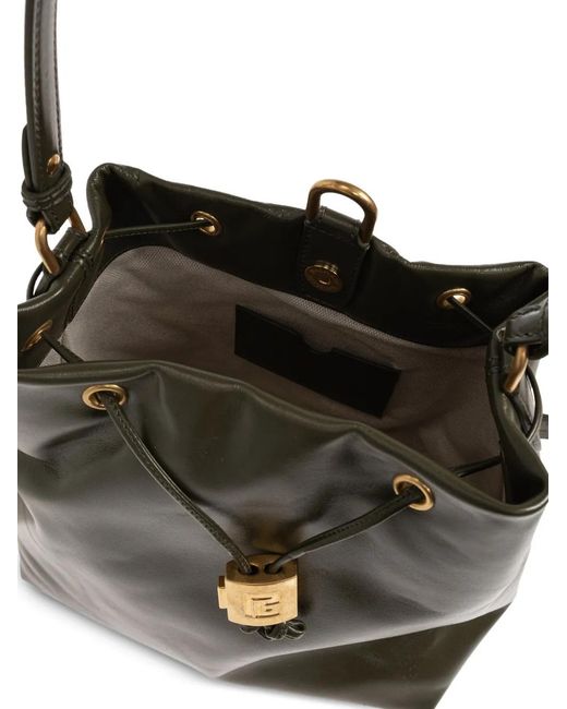 Balmain Green Leather Backpack
