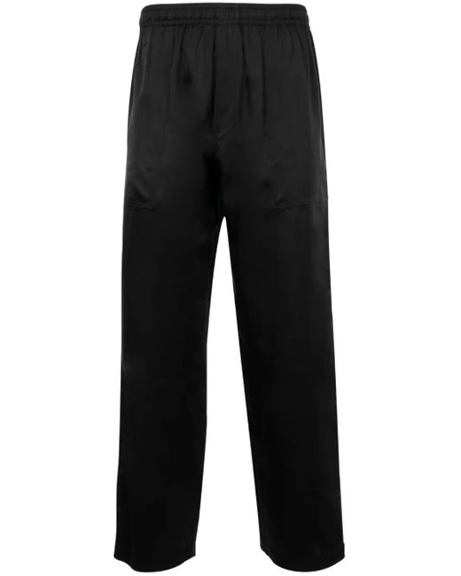 Bode Black Satin Track Pants for men