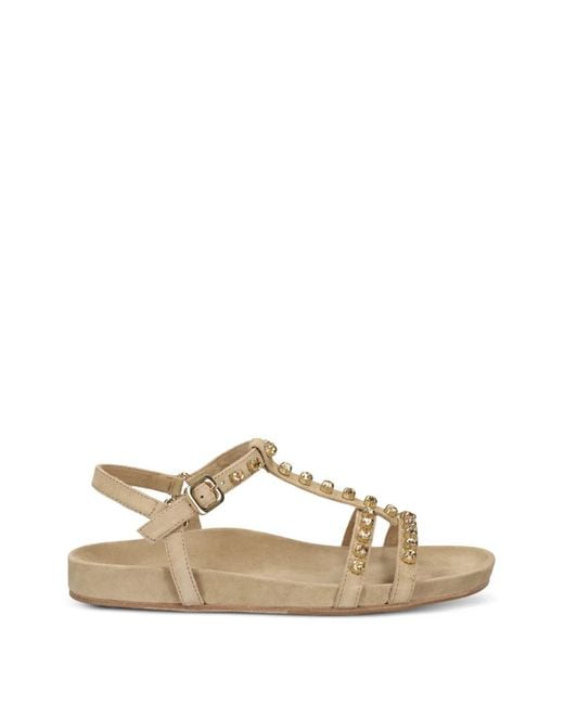 Kennel & Schmenger Natural Crystal-Embellished Leather Sandals