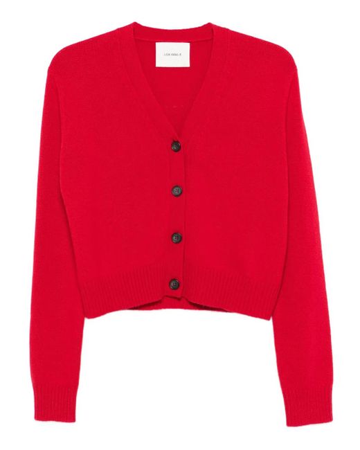 Lisa Yang Red Marion Button-Front Cashmere Cardigan