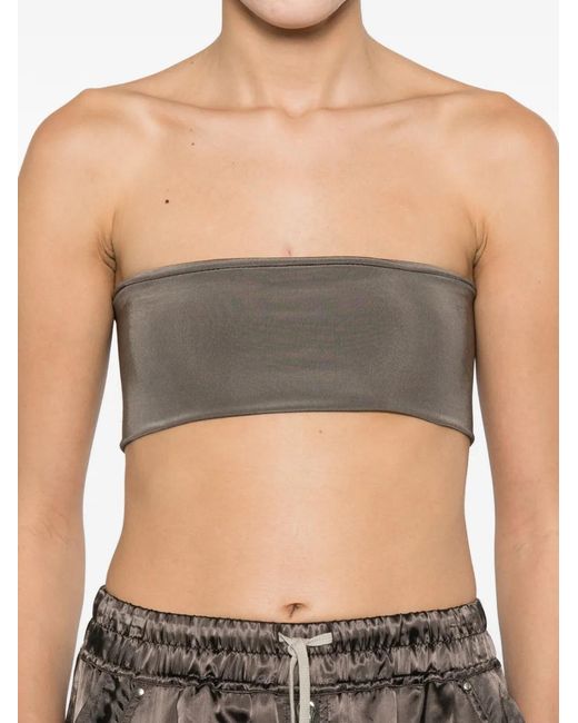 Rick Owens Gray Strapless Viscose Bandeau Top With Stretch Fabric