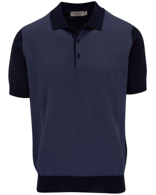 Canali Blue Two-tone Cotton Polo Shirt for men