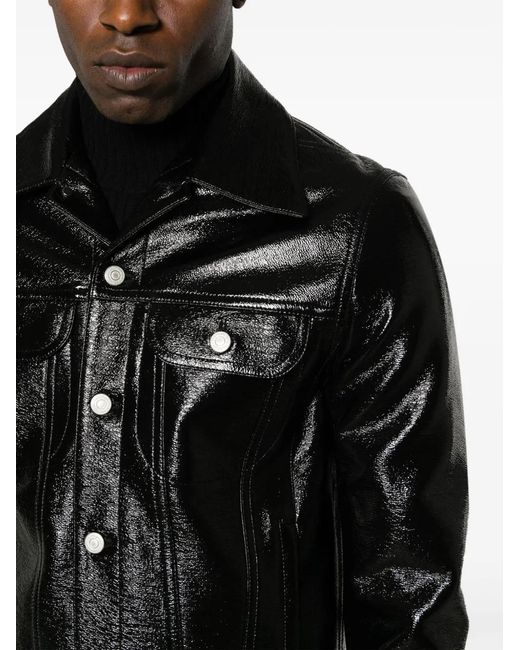 Courreges Black Faux-Leather Button-Up Jacket for men