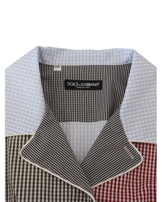 Dolce & Gabbana Gray Patchwork Gingham Shirt for men