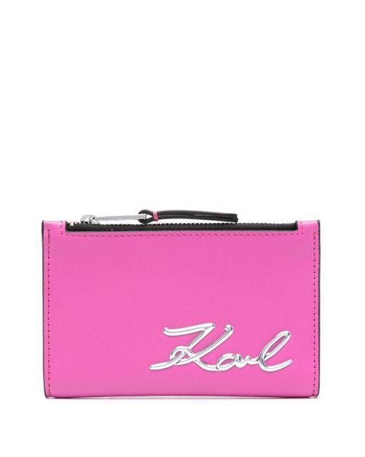 Karl Lagerfeld Pink Portemonnaie mit Logo-Schild