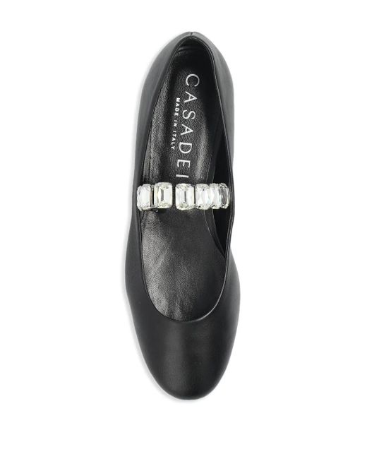 Casadei ビジュー フラットシューズ Black