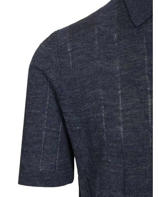 Al Duca D'aosta Blue Polo En Maille À Design Côtelé for men