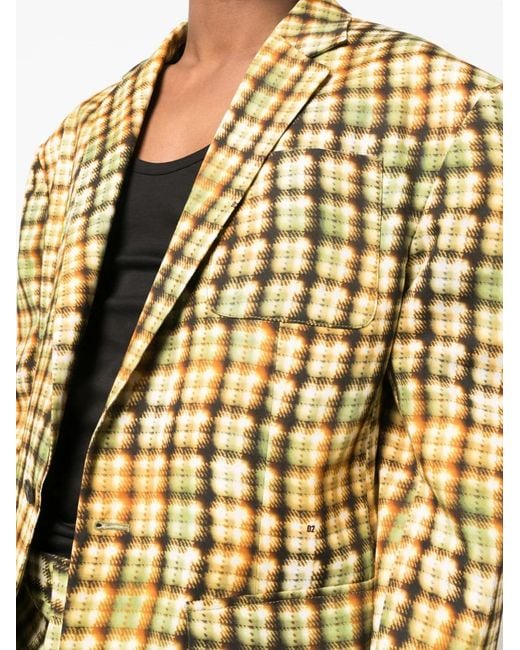DSquared² Yellow Plaid-Print Single-Breasted Blazer for men