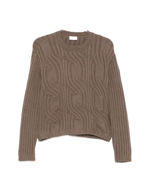 Moncler Brown Ribbed Cable-Knit Sweater