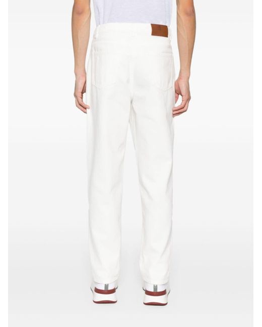 Brunello Cucinelli Tapered-Jeans mit Logo-Stickerei in White für Herren