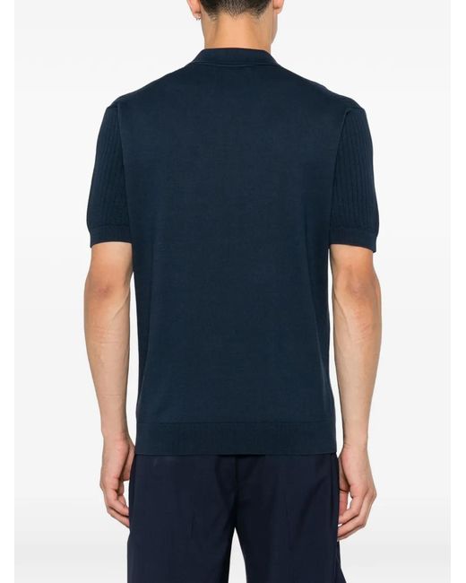 Corneliani Blue T-Shirt En Maille À Design Côtelé for men