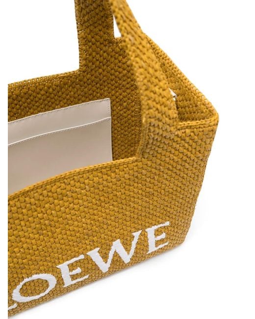 Loewe Metallic Small Font Raffia Tote Bag
