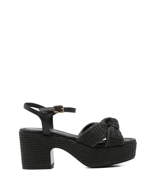 Unisa Black Kasidi Knot-Detail Sandals
