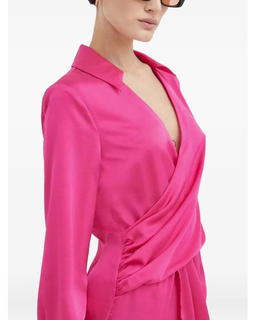 Day Birger et Mikkelsen Pink Wrap Long-Sleeve Midi Dress