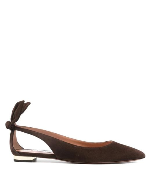 Aquazzura Brown Bow Slingback Ballet Flats