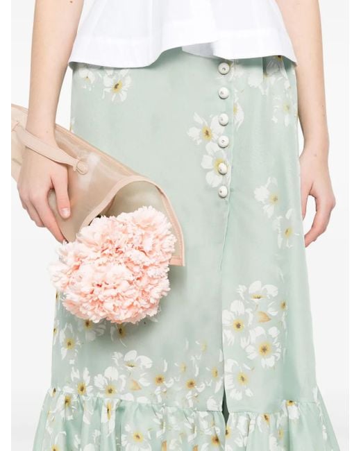Valentino Garavani Blue Midirock Mit Blumen-Print