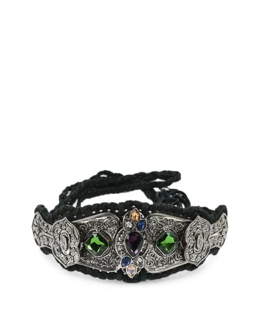 DSquared² Black Crystal-Embellished Belt