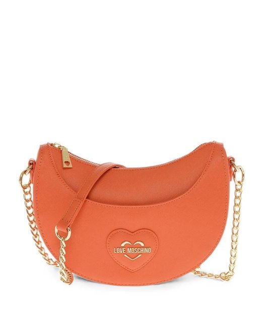Moschino Orange Embossed-Heart Tote Bag