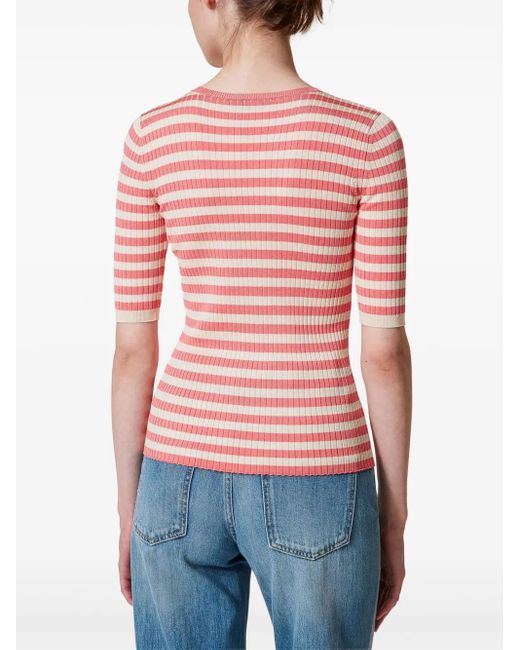 Twinset Pink Striped Short-Sleeve T-Shirt