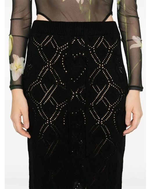 Twinset Black Pointelle-Knit Skirt