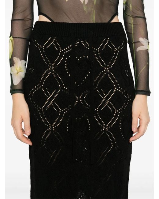 Twinset Black Pointelle-Knit Skirt