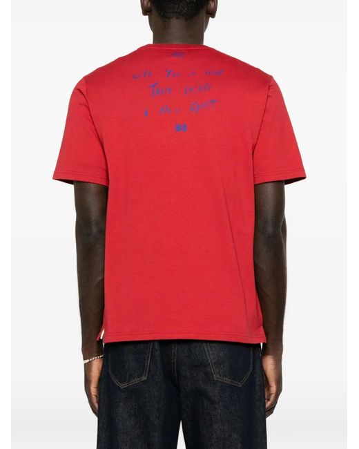 Wales Bonner Red Logo-Print Crew-Neck T-Shirt