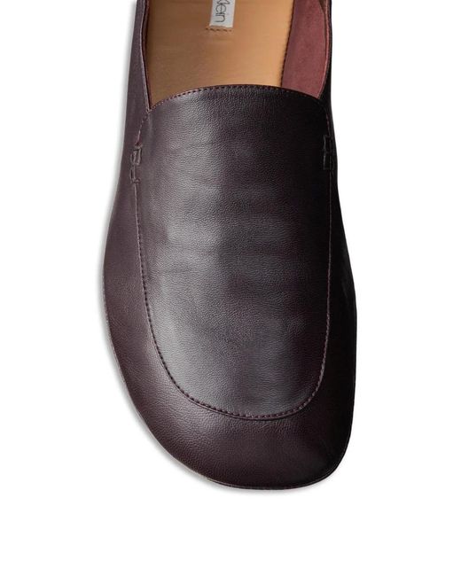 Calvin Klein Black Square-Toe Leather Boat Shoes for men