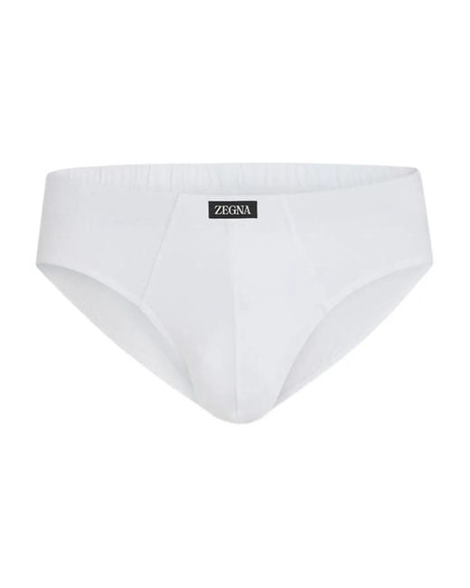 Zegna White Logo-Tag Briefs for men