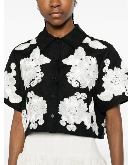 Jonathan Simkhai Black Chemise À Applique Fleur