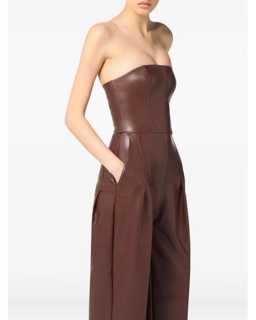 Elisabetta Franchi Brown Corset-Detail Jumpsuit