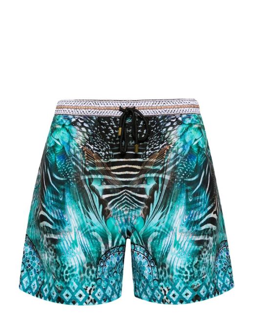 Camilla Blue Mix-print Swim Shorts for men