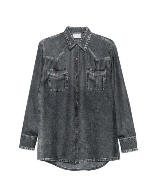 Pierre Louis Mascia Gray Aloe Faux-Denim Shirt