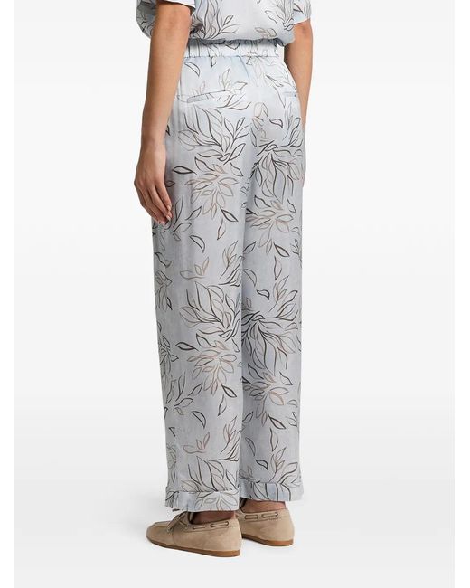 Peserico Gray Printed Satin Trousers
