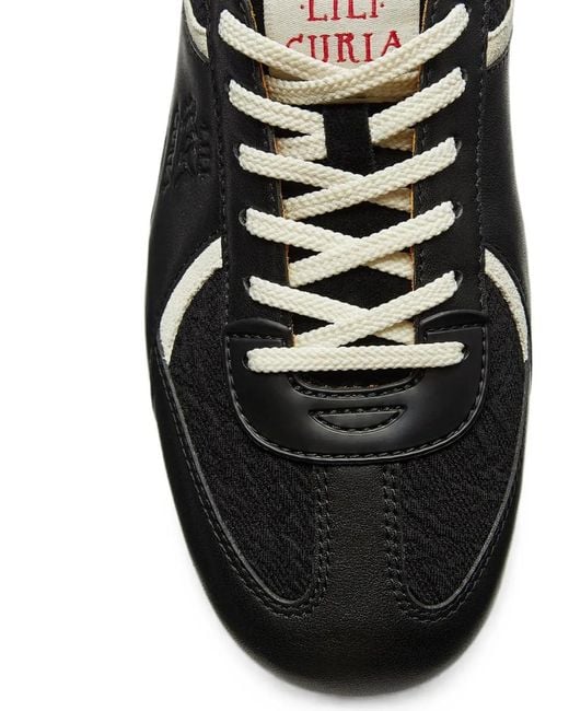 LILI CURIA Black Zola Open-Knit Leather Sneakers
