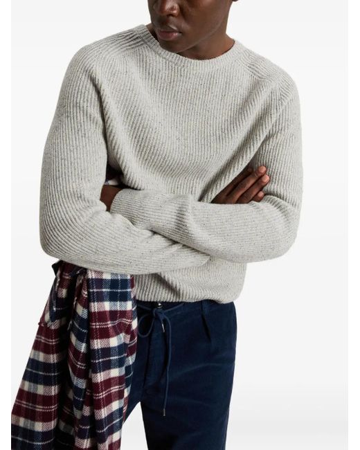 Woolrich Gray Ribbed Crew-Neck Sweater for men