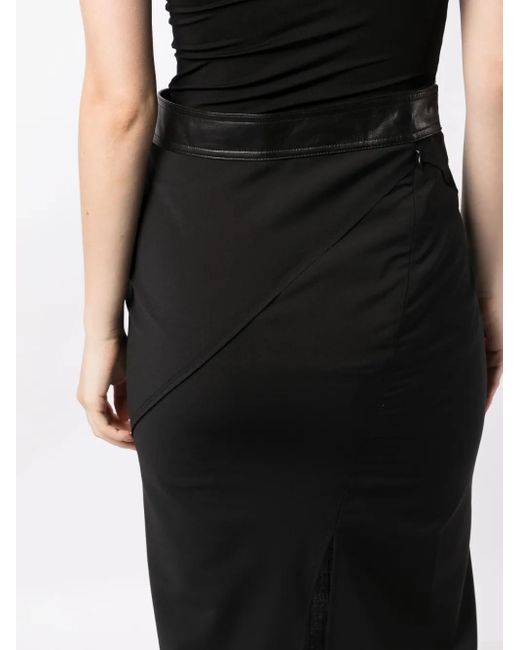Helmut Lang Black Panelled Midi Skirt