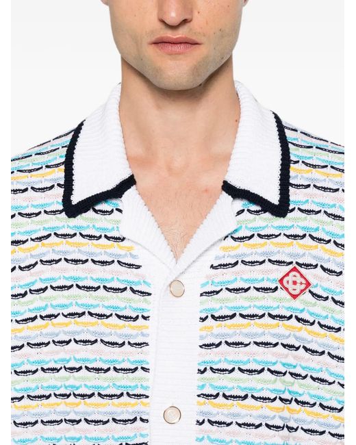 Casablanca Blue Patterned Button-Up Shirt for men