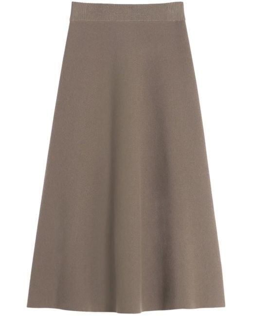 Lanvin Brown Flared Midi Skirt