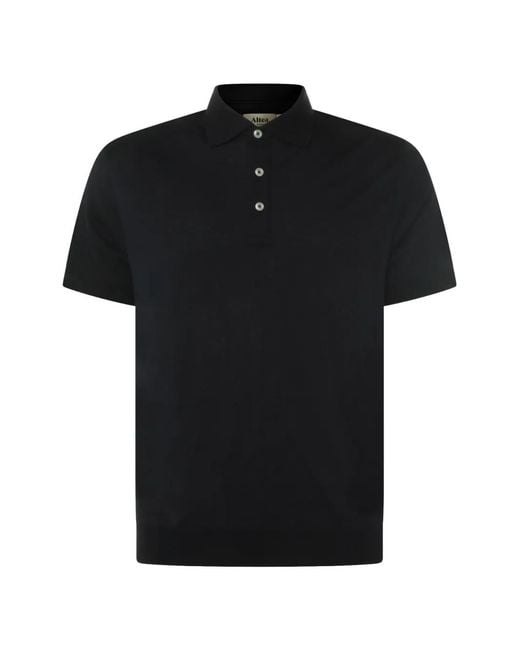 Altea Black Button Polo Shirt for men
