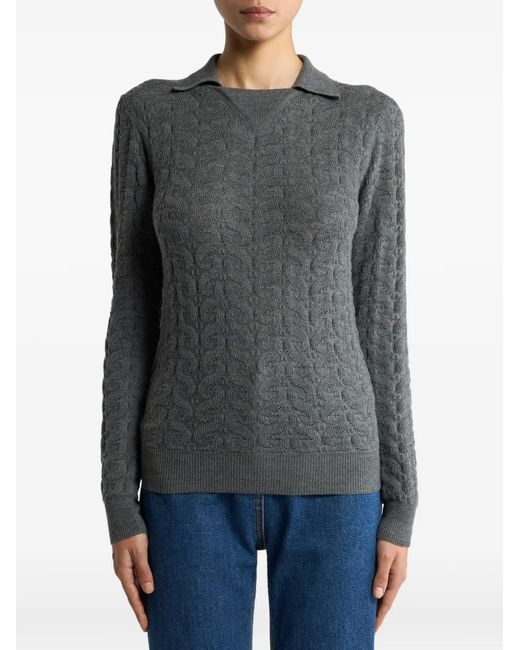 Etro Gray Cable-Knit Sweater