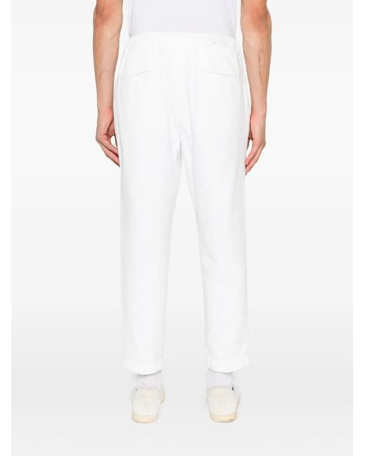 Eleventy White Drawstring Cotton Trousers for men