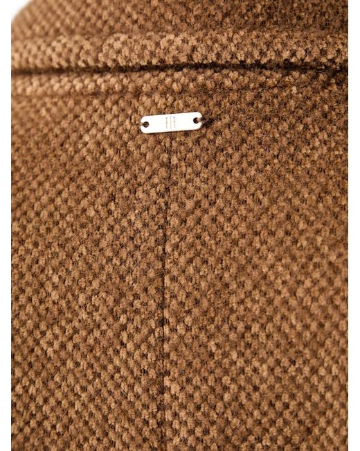 Fracomina Brown Double-Breasted Textured-Finish Coat