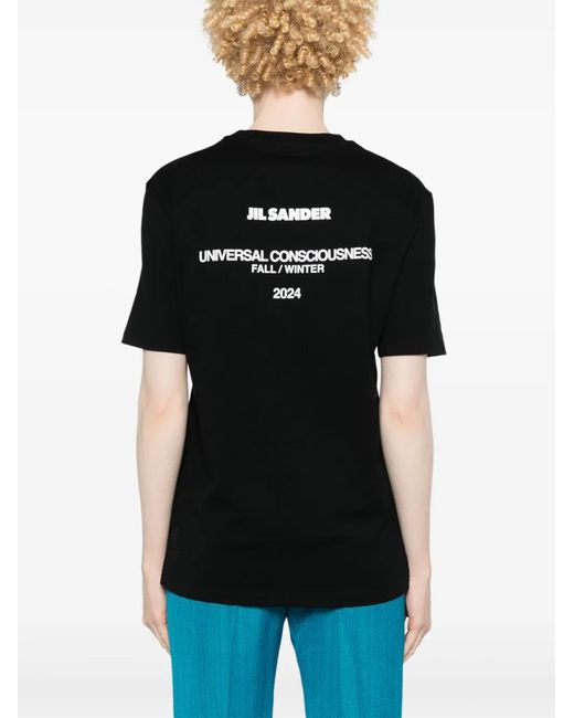 Jil Sander Black Short-Sleeve Cotton T-Shirt With Logo