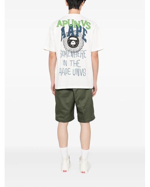 Aape By A Bathing Ape White Graphic-Print T-Shirt for men