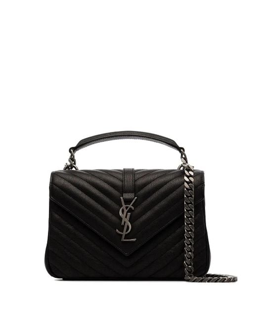 Saint Laurent Black Medium Collège Matelassé Leather Bag