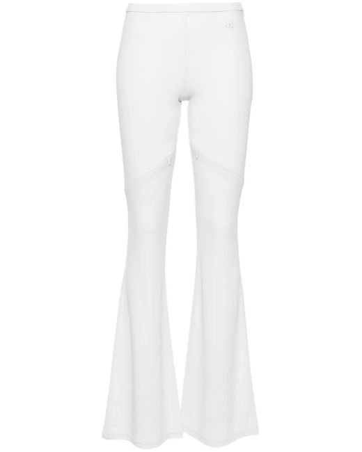 Courreges White Logo-appliqué Bootcut Trousers - Women's - Elastane/viscose