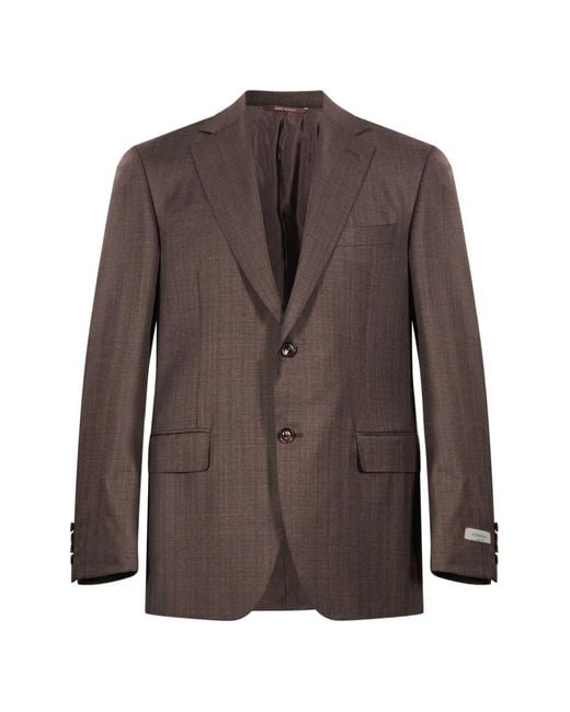 Canali Brown Single-Breasted Notched-Lapels Suit for men