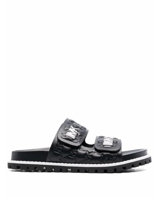 Michael Kors White Stark Debossed-Logo Sandals