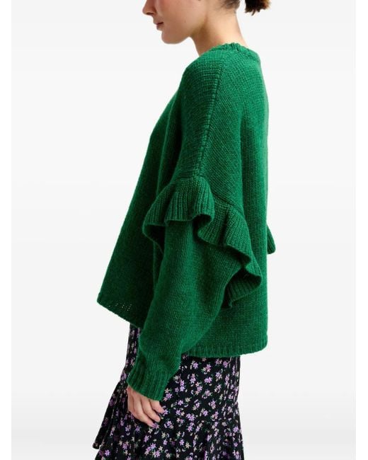 Essentiel Antwerp Green Ijune Ruffle-Detail Sweater